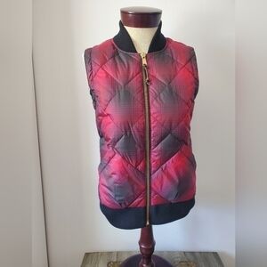 Eddie  Bauer skyliner down filled red plaid vest size xs